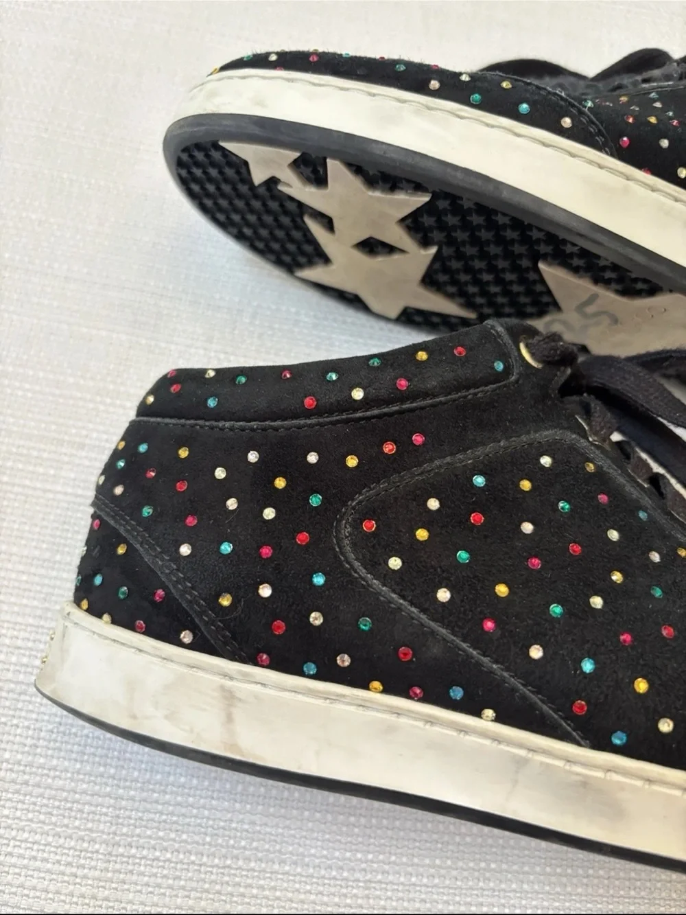 Jimmy Choo Miami Trainer Women 36 US 5.5-6 Black Suede Multicolor Sneakers